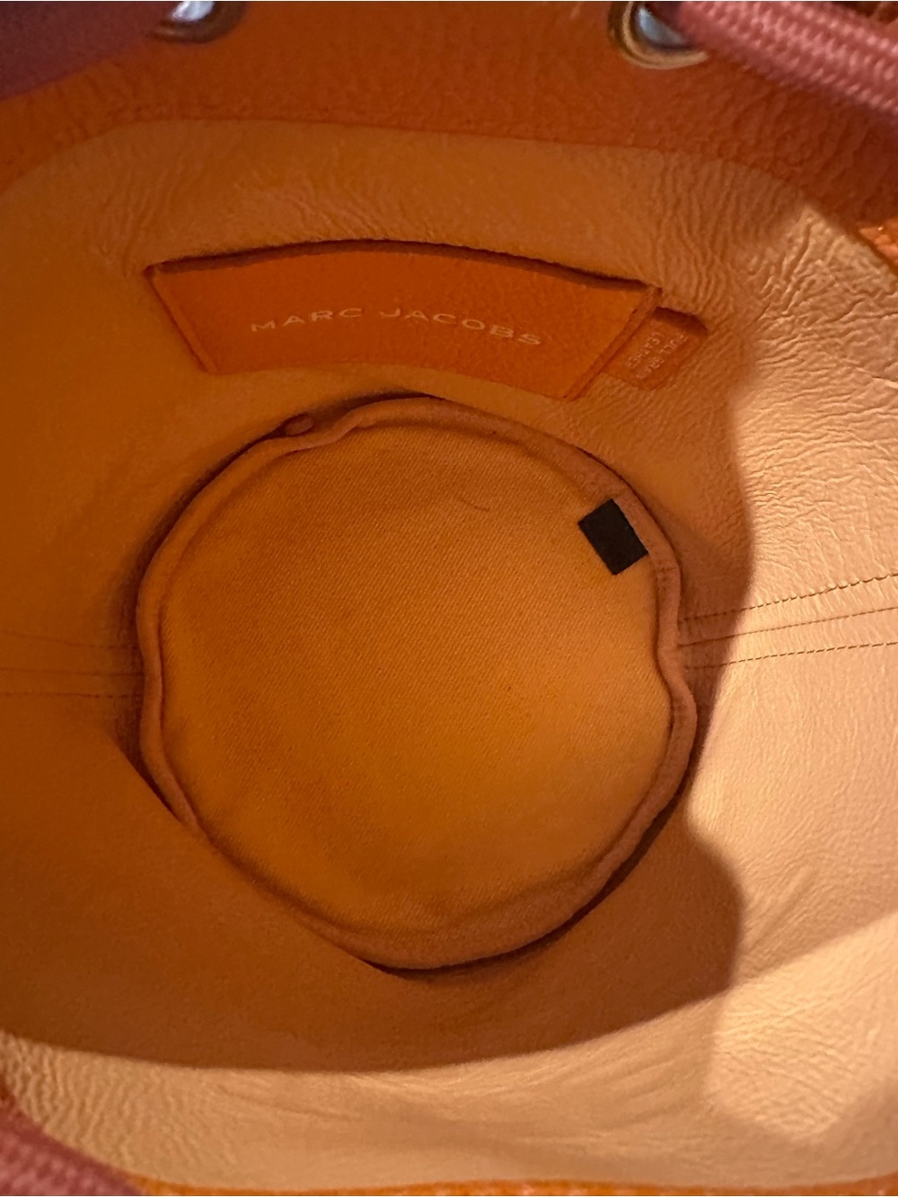 Marc Jacobs Orange Pebbled Leather 'The Bucket' Drawstring Shoulder Bag - Picture 5 of 9
